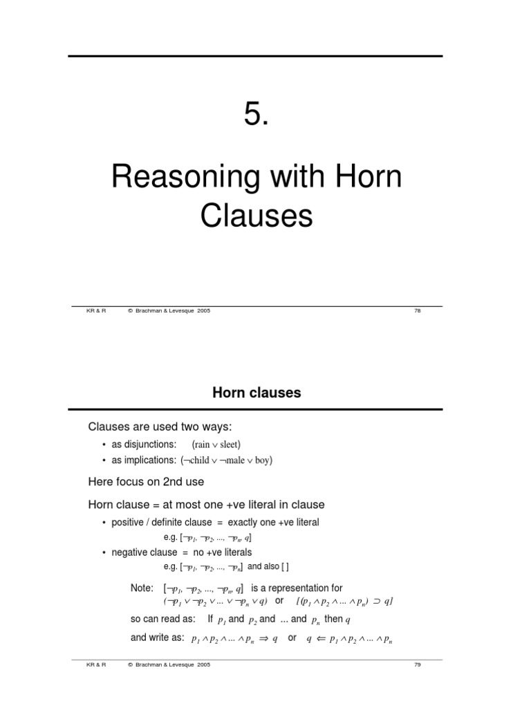 Reasoning With Horn Clauses | PDF | Formalism (Deductive) | Applied ...