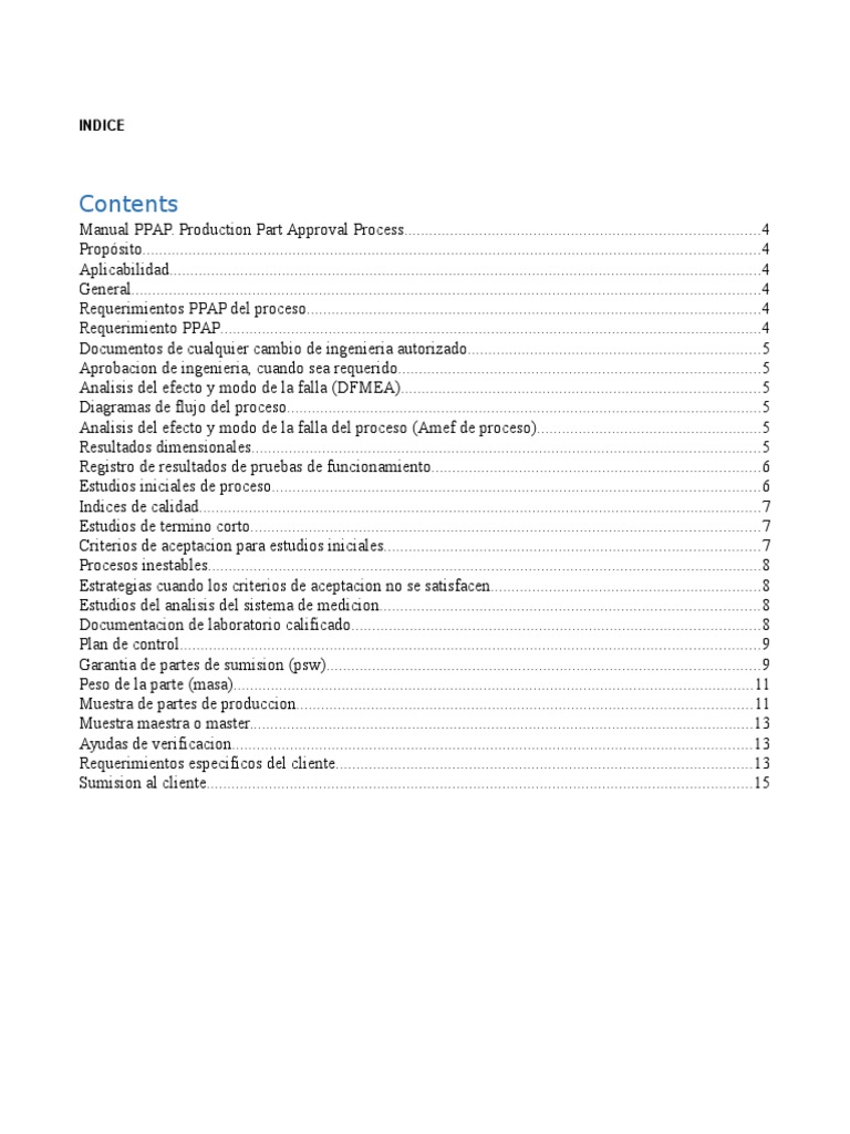 Manual del Proceso PPAP | PDF | Calidad (comercial) | Diseño