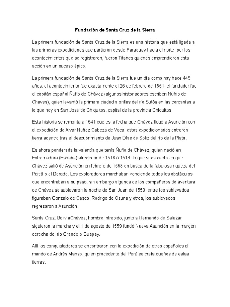Historia de la Fundación de Santa Cruz | PDF | América del Sur | Rebeliones