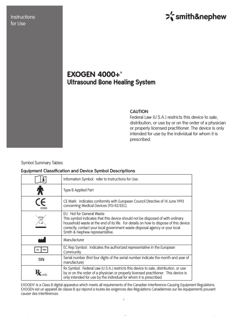 Exogen 4000+ Instructions For Use PDF Medical Ultrasound Adverse Effect