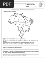 Prova  de Geografia para o 5º ano