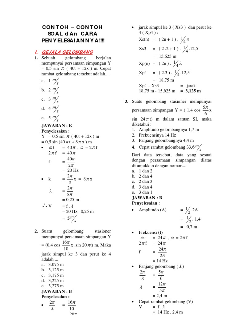 Materi Gelombang Berjalan Dan Contoh Soala Soalnya