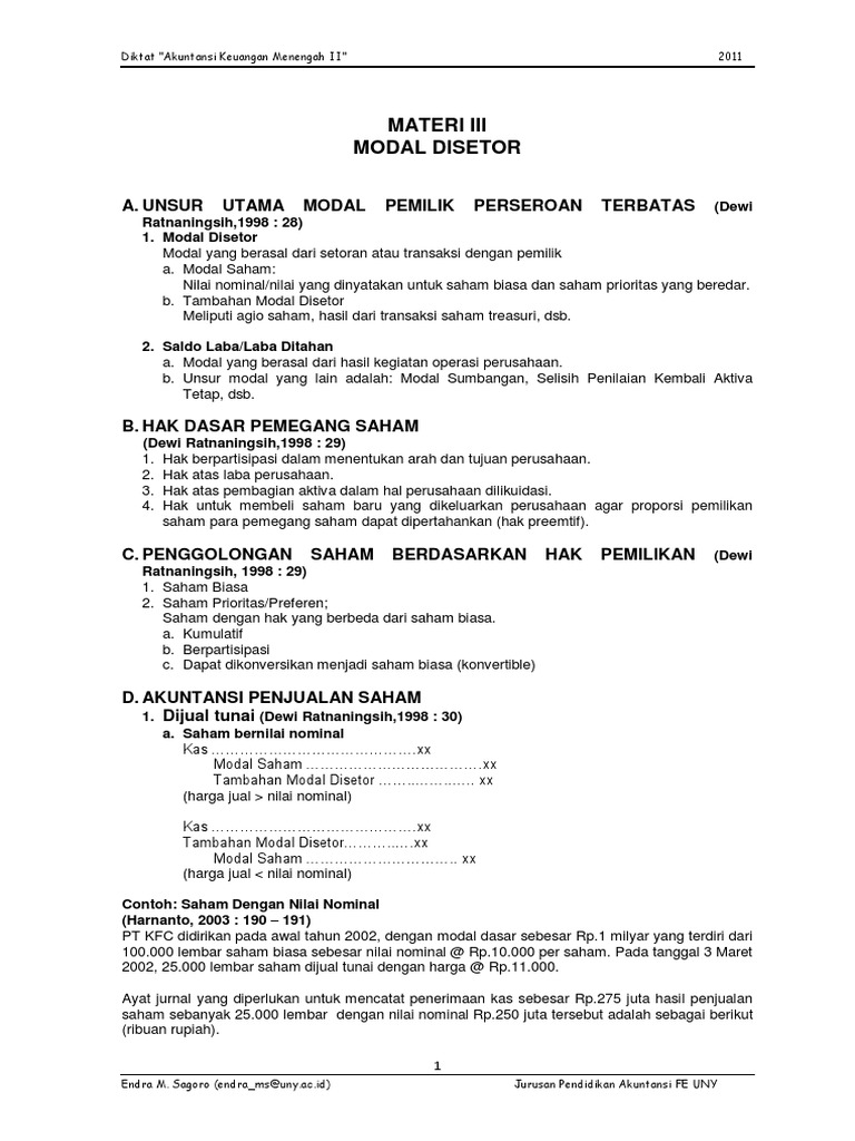 Materi Akuntansi Keuangan Modal Disetor