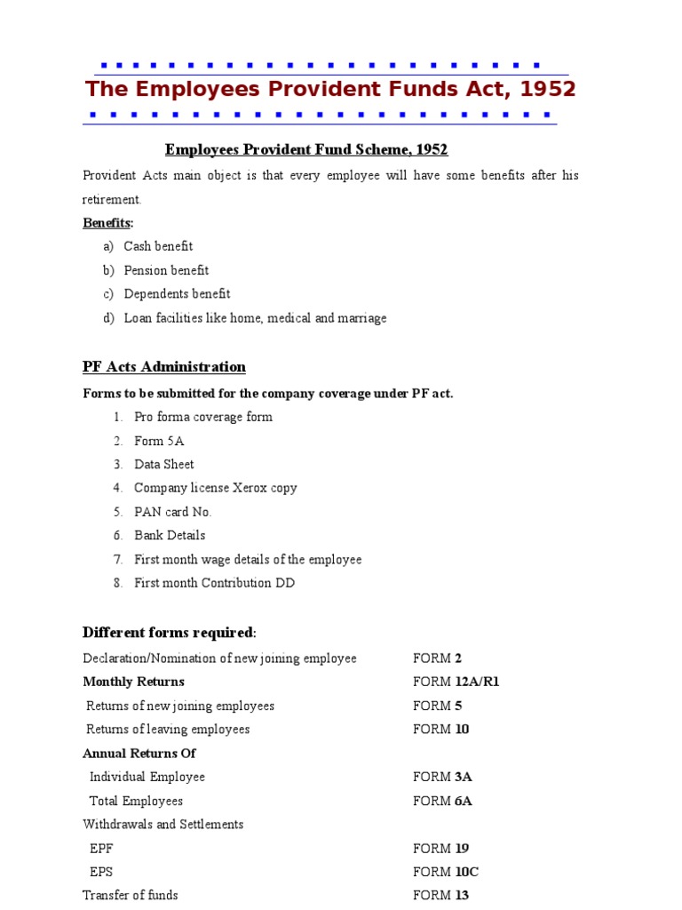 Provident Fund (PF) | PDF | Pension | Financial Services
