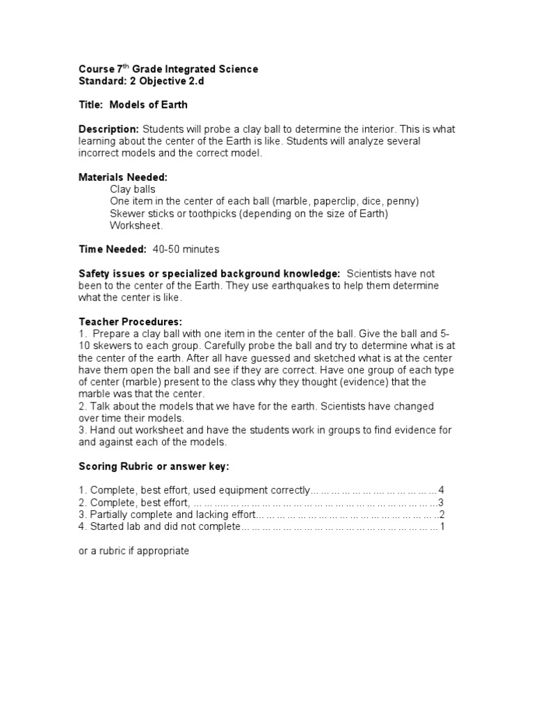 Models Of Earth Clay Balls Cognition Psychology