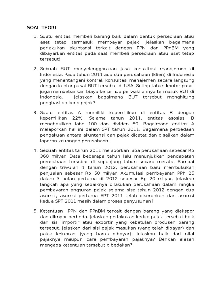 Contoh Soal Ppn Masukan Dan Keluaran - Contoh Soal Terbaru