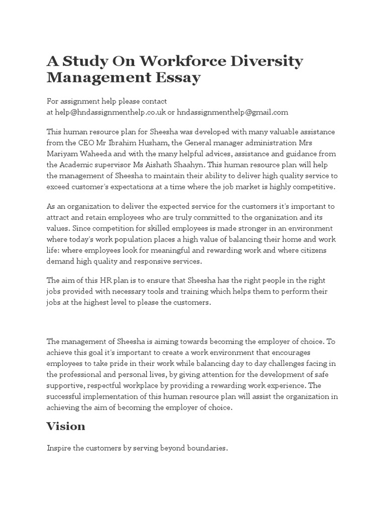 diversity in the workplace essay pdf