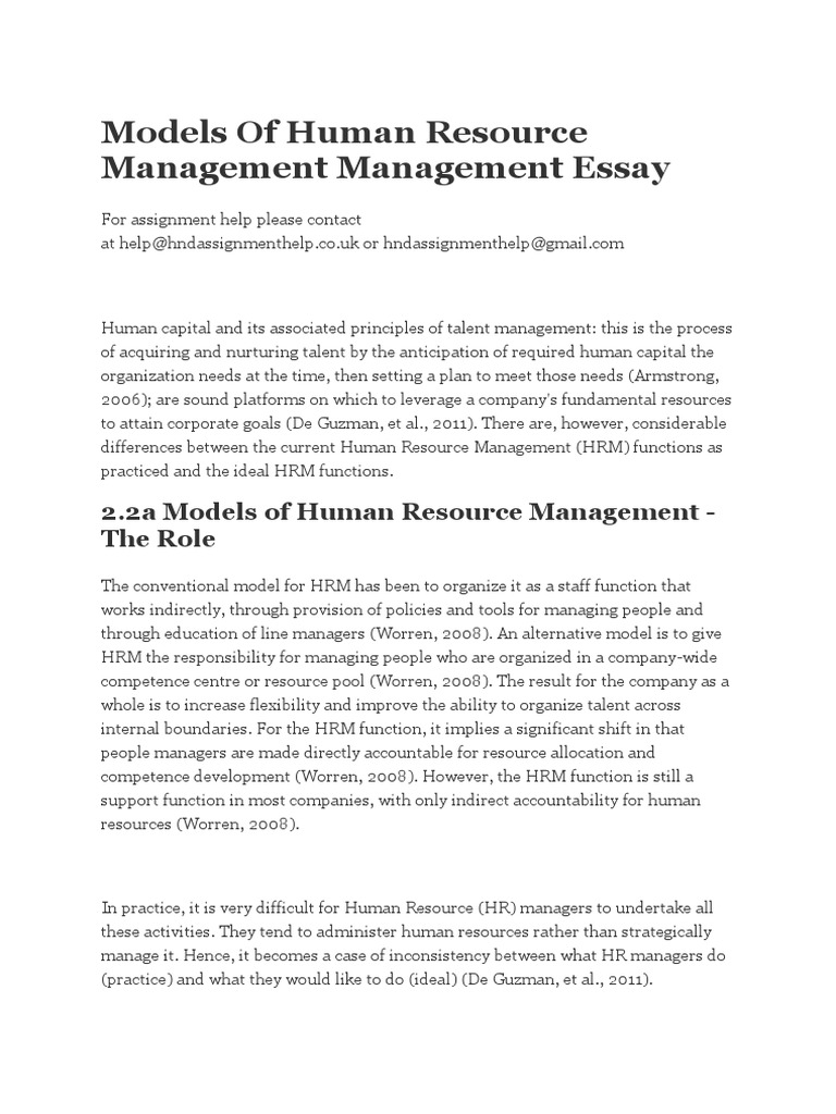 sample thesis on human resource management