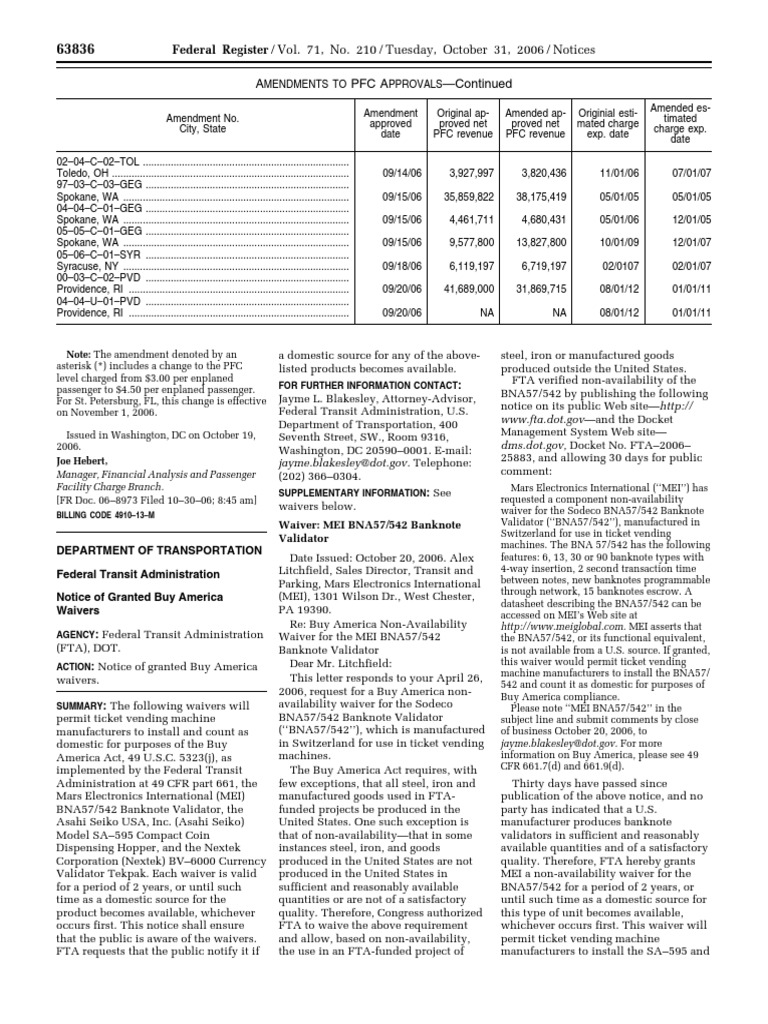 Notice Buy America Waivers Mars Electronics International Et Al