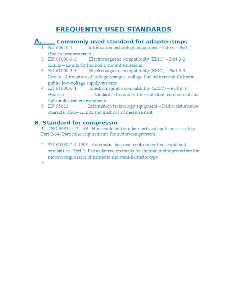 Frequently Used Standards | PDF | Technology & Engineering