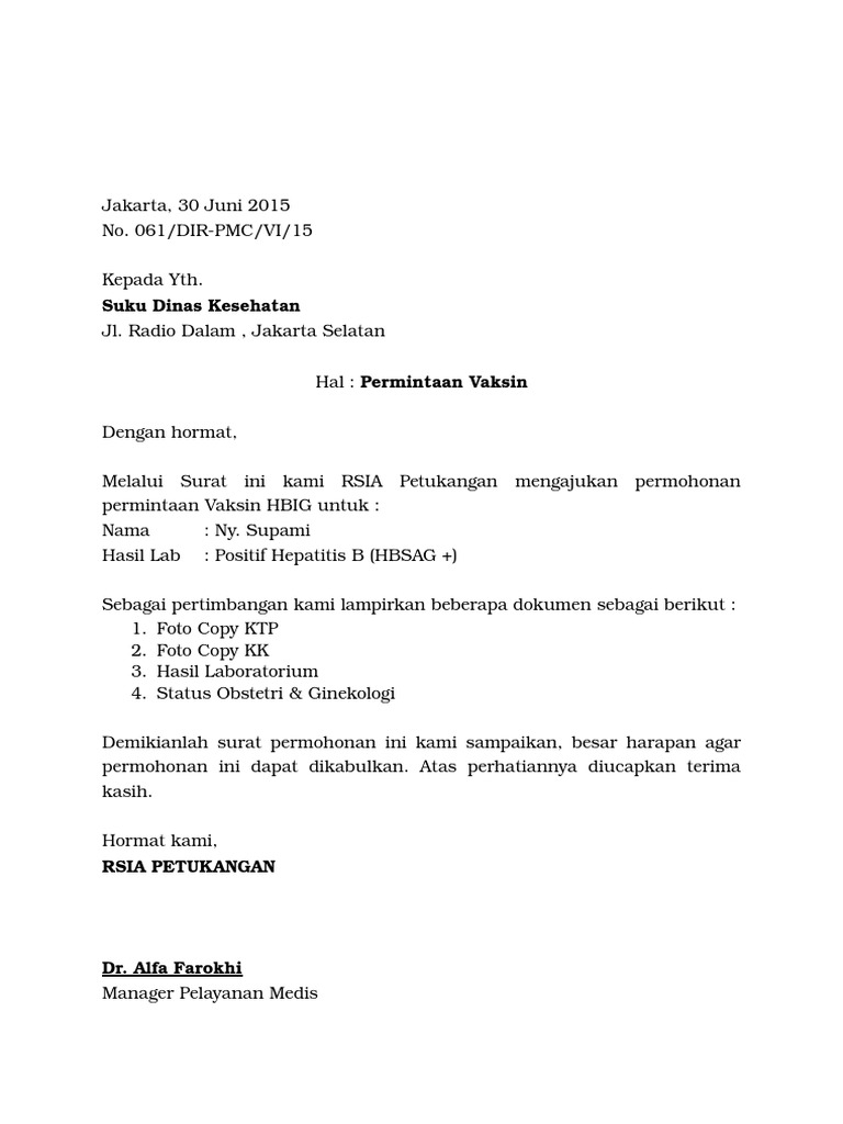 Surat Permintaan Vaksin Pdf