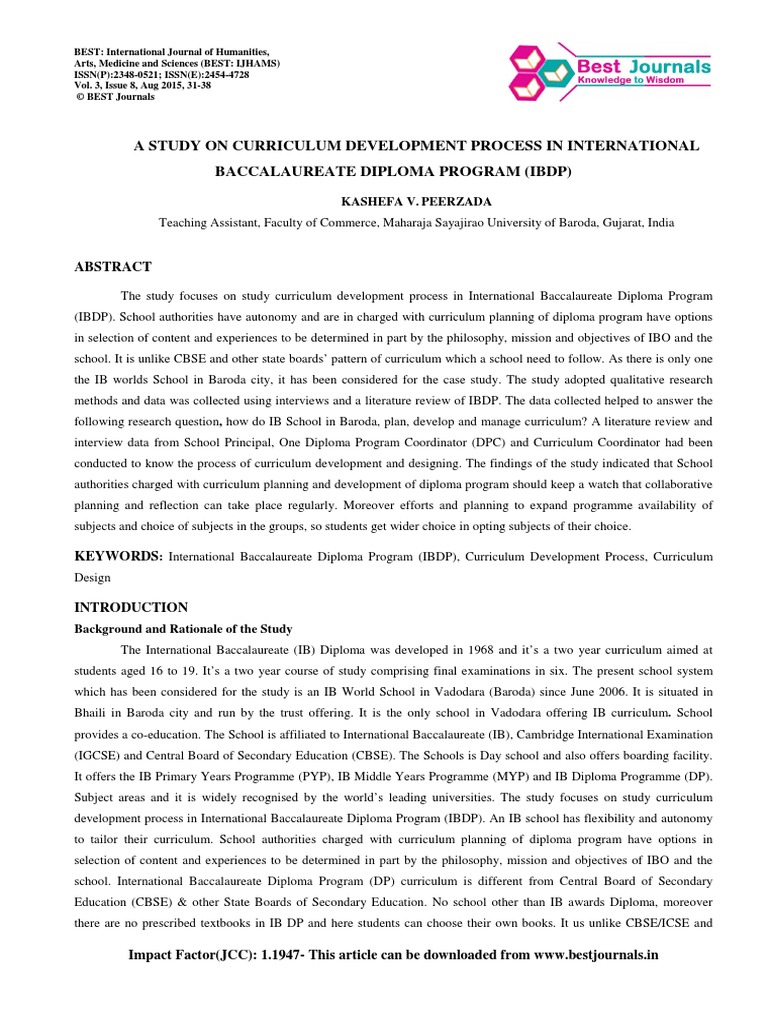 A Study On Curriculum Development Process in International ...