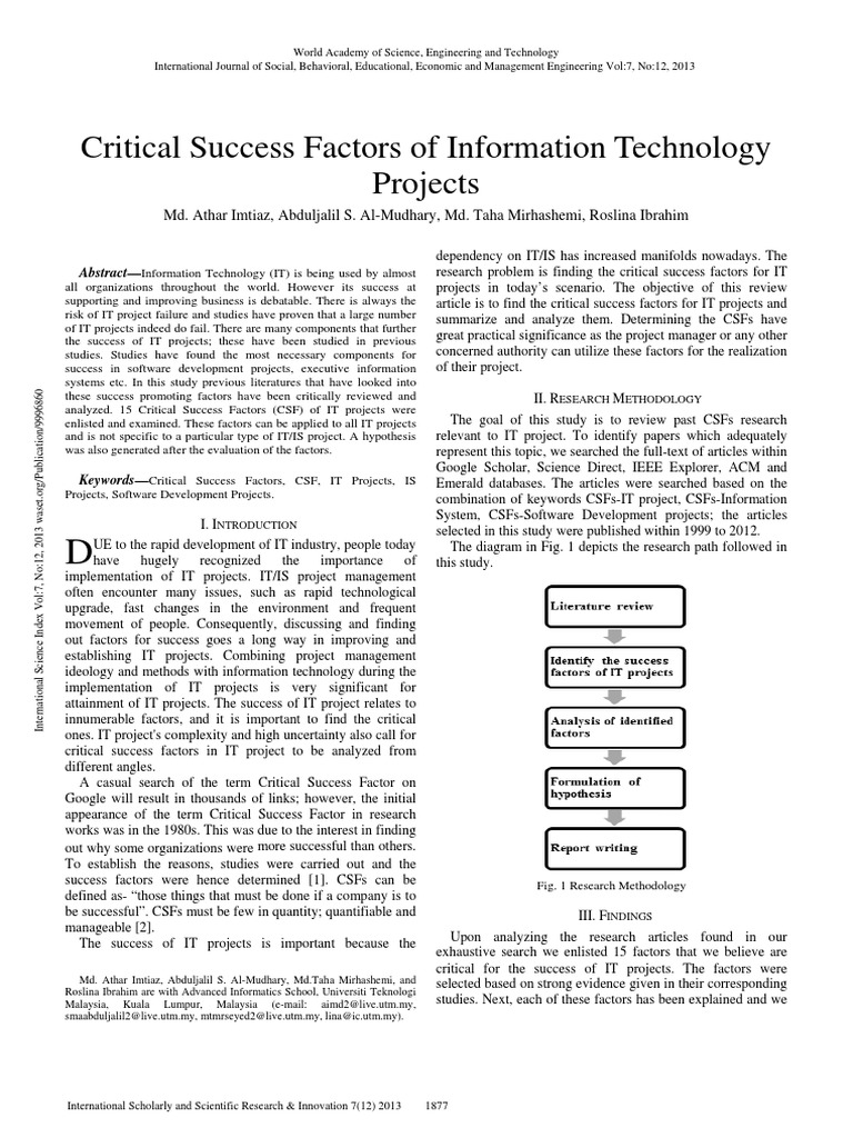 IT Project Success Factors | PDF | Risk Management | Risk