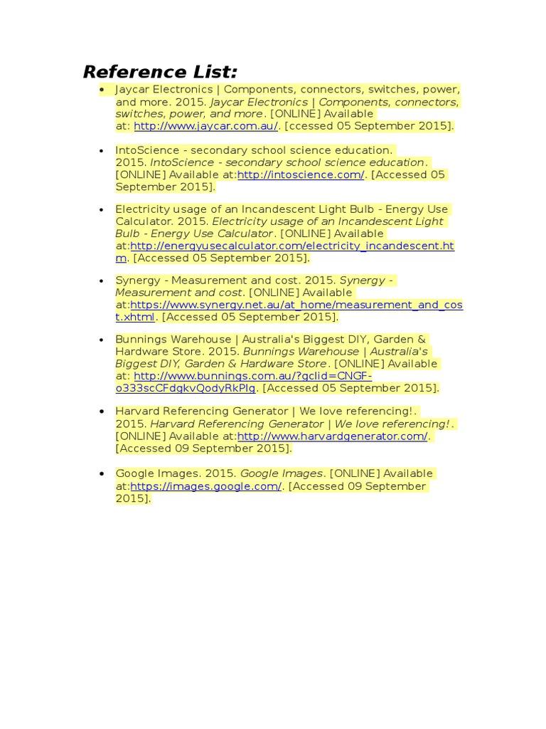 Reference List-Science Assessment | PDF | Hardware Store | Equipment