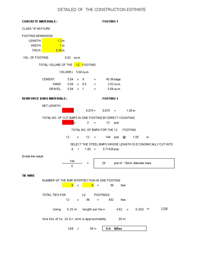 Formula Estimate | PDF | Building Technology | Concrete