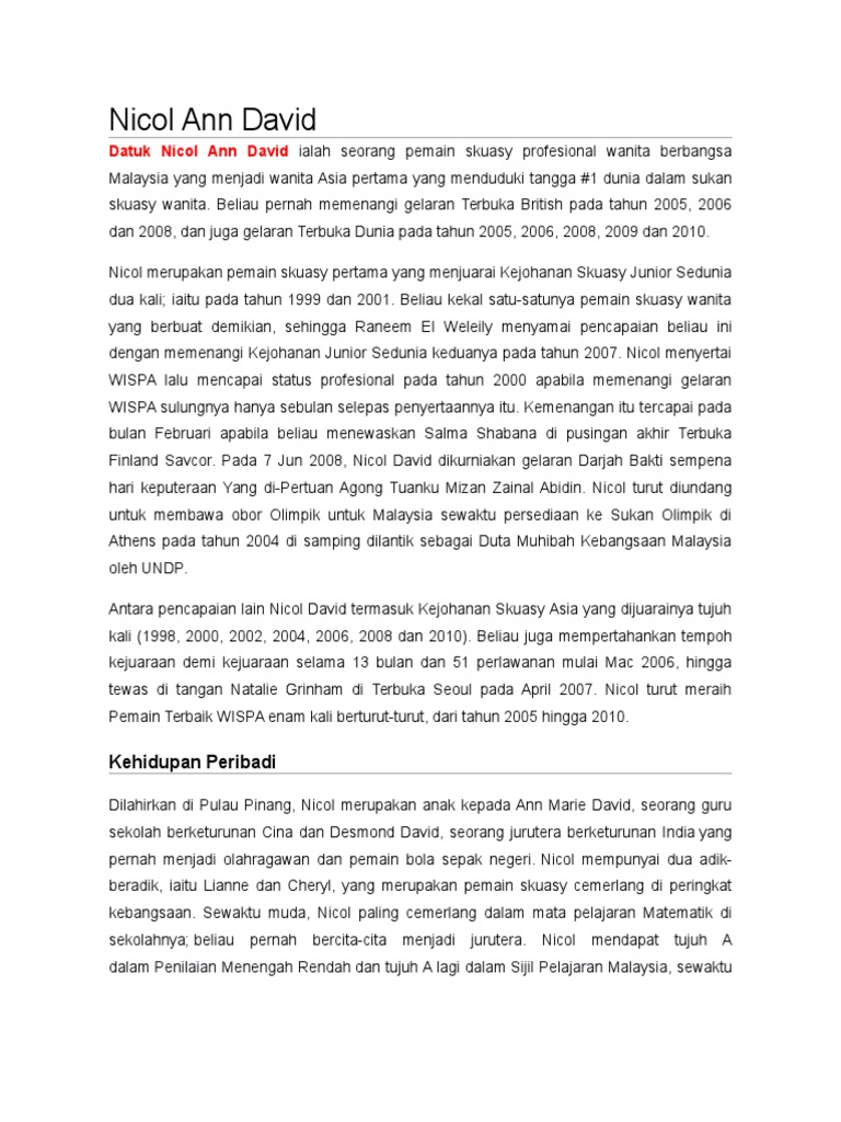 Datuk Nicol Ann David Pdf