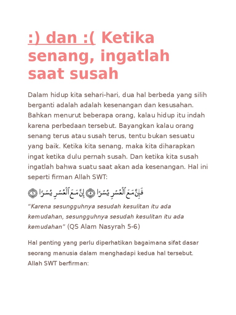 Ketika Senang Ingatlah Saat Susah Pdf