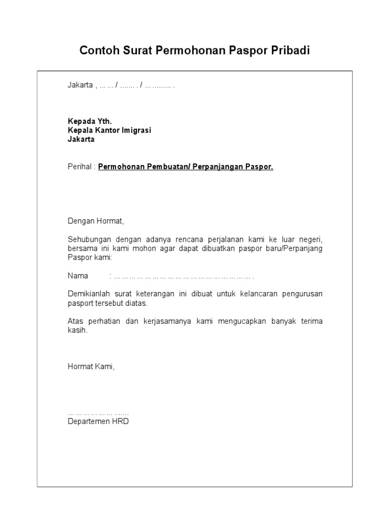Surat Permohonan Passport  PDF