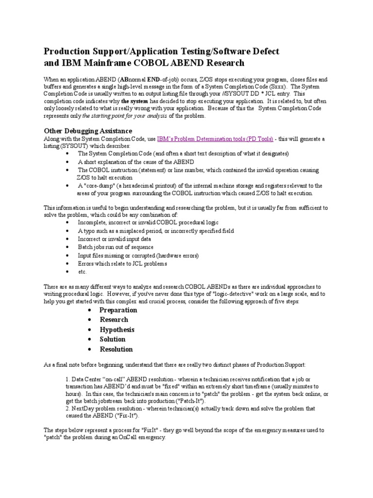 JCL Production Support_ABENDS | Subroutine | Control Flow