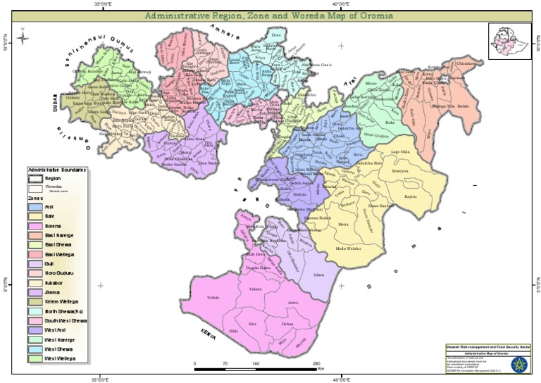 Oromia Administrative Zones Map | PDF | Travel | Foreign Language Studies
