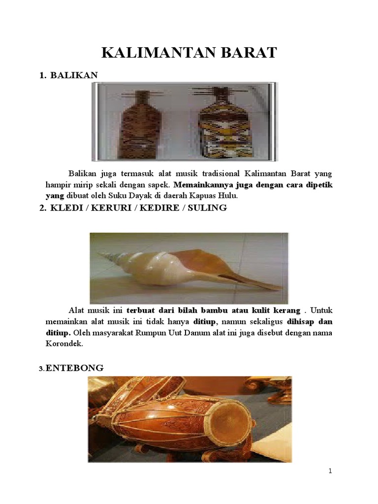 Alat Musik Tradisional Kalimantan | PDF | Griya & Taman | Puisi