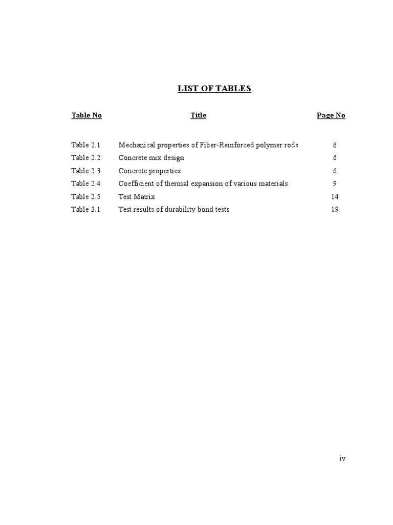 Tables of Mechanical and Concrete Properties | PDF