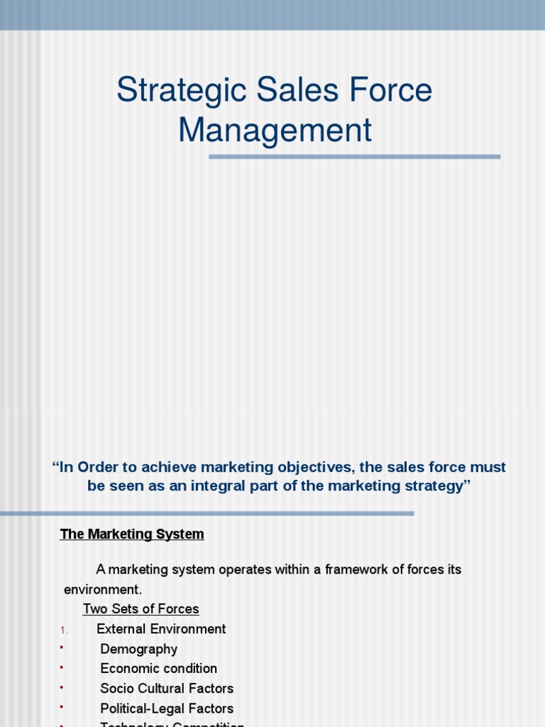 Strategic Sales Force Management Overview | PDF | Sales | Marketing ...