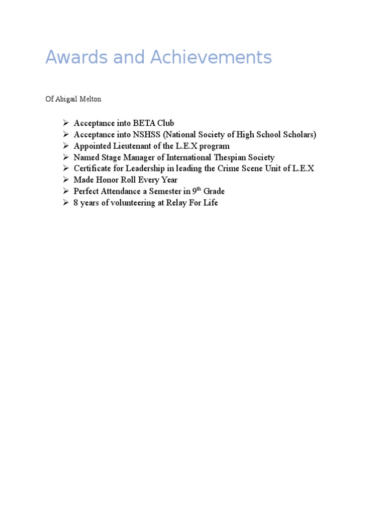 Awards and Achievements | PDF | Students