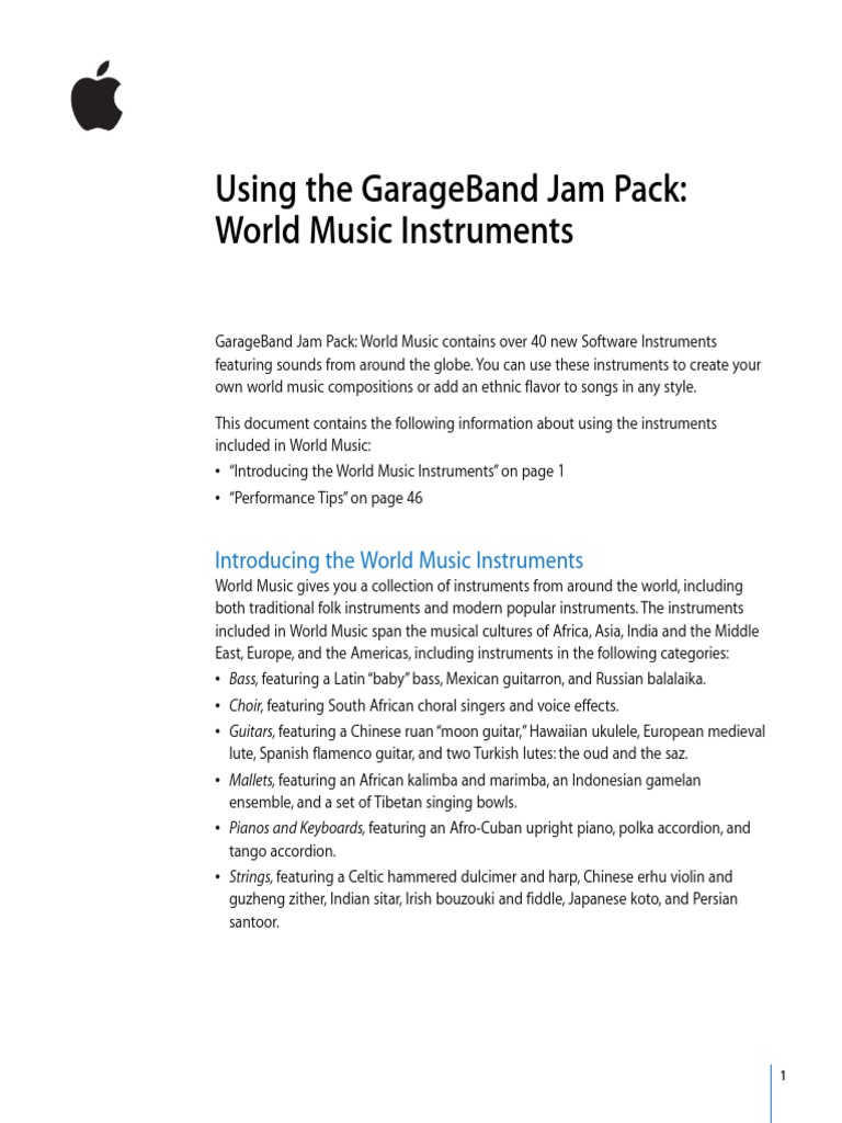 Garageband Jam Pack: World Music Lyrics And Tracklist – MVWEI