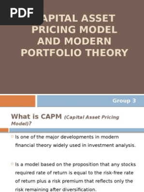 Capital Asset Pricing Model and Modern Portfolio Theory