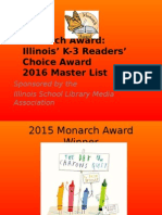 Monarch Award: Illinois' K-3 Readers' Choice Award 2016 Master List