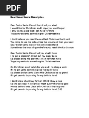 Jim Reeves Dear Senor Santa Claus Lyrics Pdf
