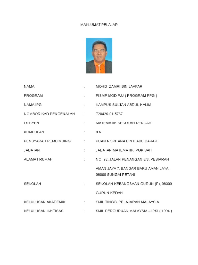 Biodata Internship | PDF