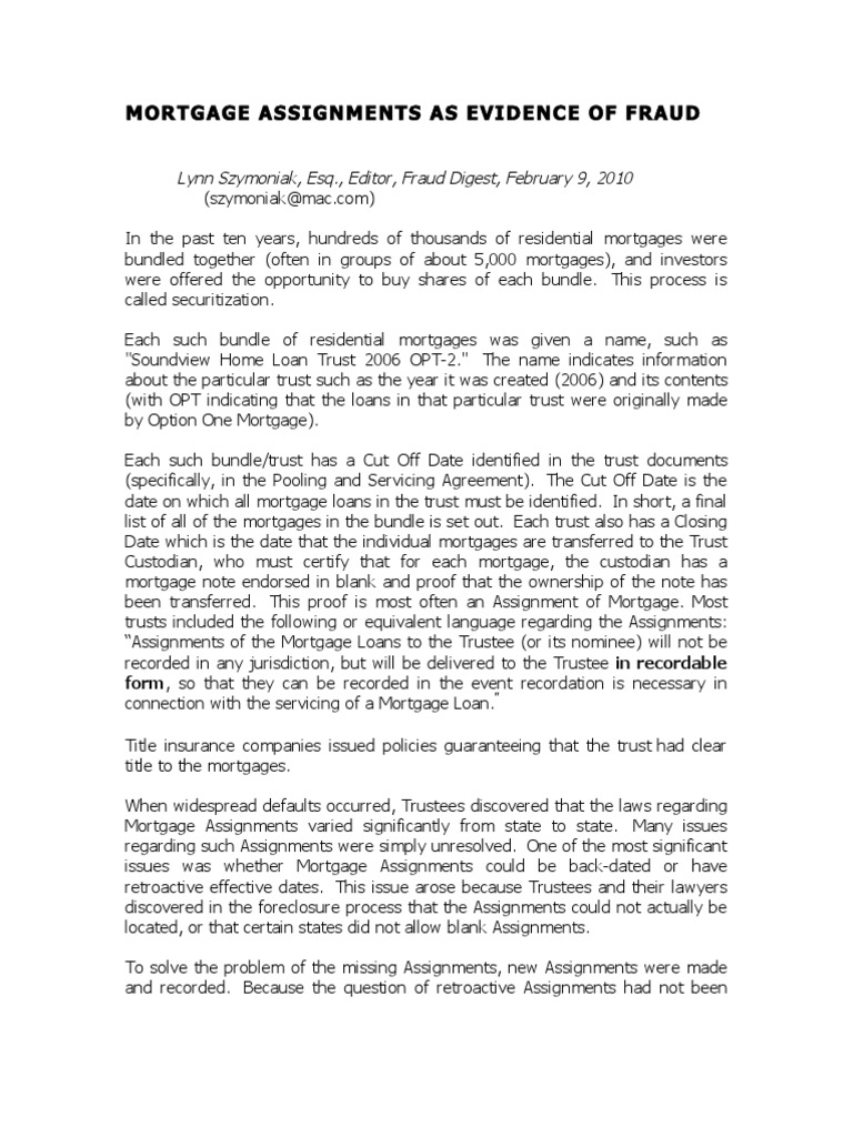 Mortgage assignment form picture