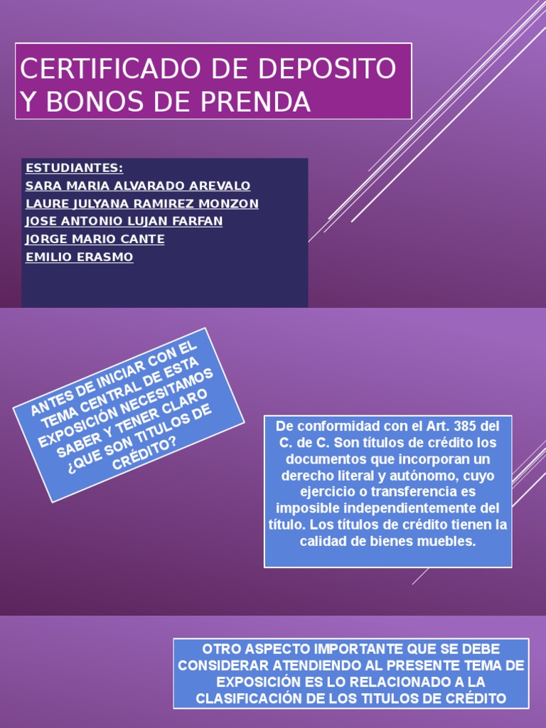 Certificado de Deposito y Bonos de Prenda PDF Instrumento negociable Liquidación