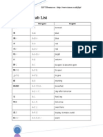 List vocabulario japones nivel 5