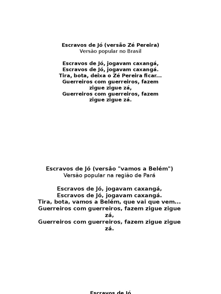 Significado e Versões de Escravos de Jó | PDF | Idiomas