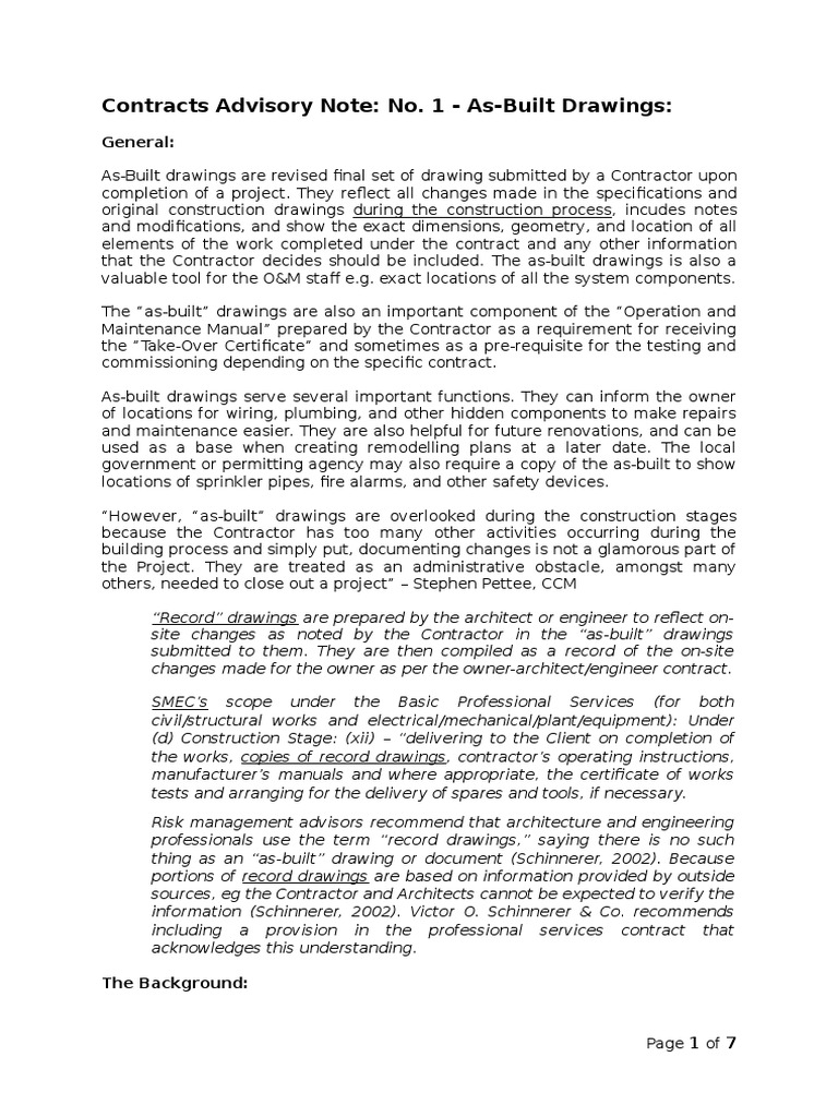 As-Built Drawings: Responsibilities & Standards | PDF | Specification ...