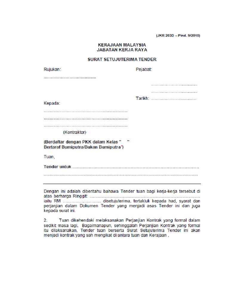 Surat Setujuterima Tender