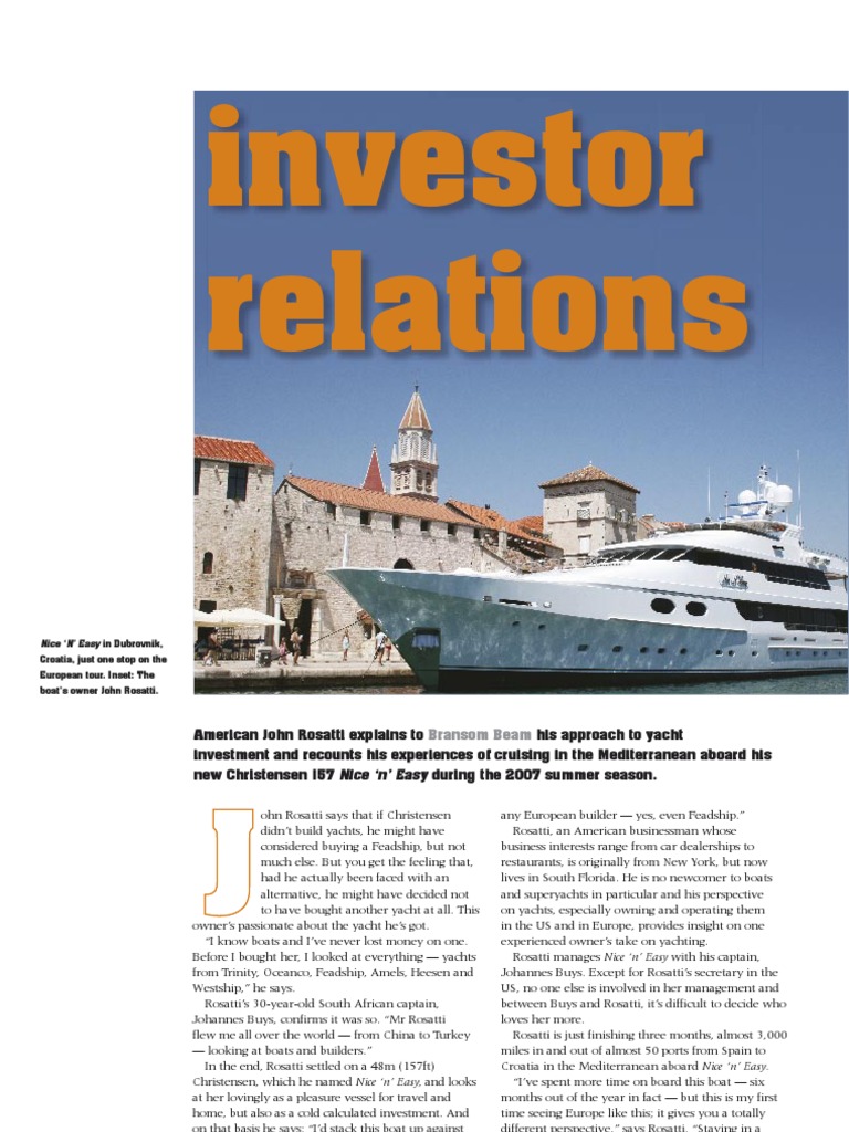 John Rosatti Investor Relations | PDF | Yacht | Nature