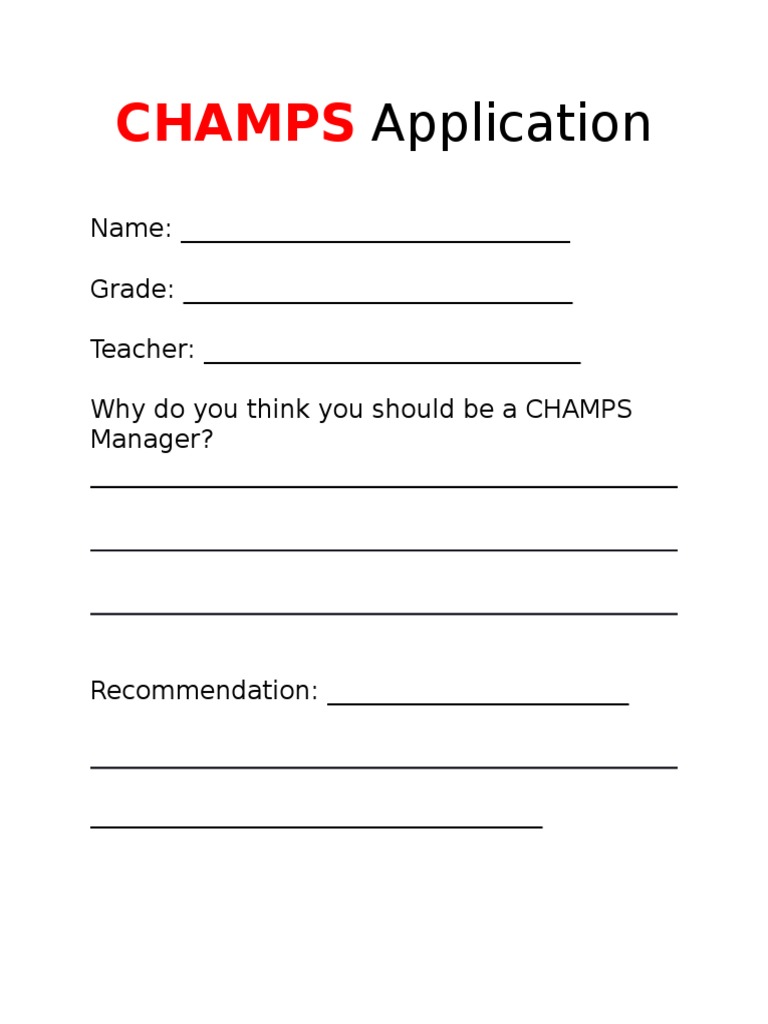 CHAMPS Application Form | PDF | Business | Computers