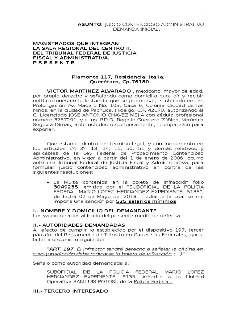 Juicio Contencioso Administrativo Demanda Inicial (1) Jurisprudencia Federación