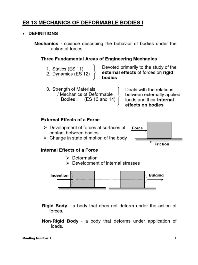 1Mechanics of Deformable Bodies I.pdf | Stress (Mechanics) | Structural ...