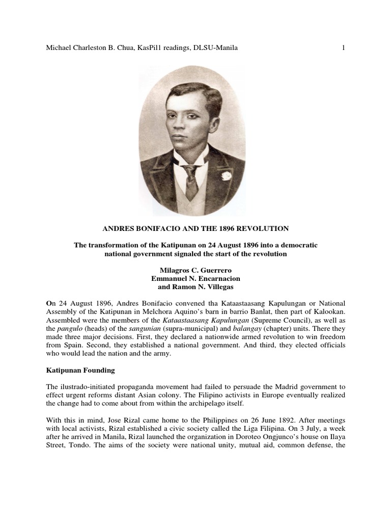 Andres Bonifacio 1896 Revolution | PDF | Philippines | Armed Conflict