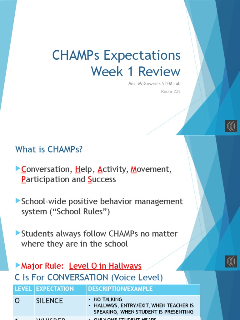 CHAMPs Behavior Expectations in STEM Lab | PDF | Classroom