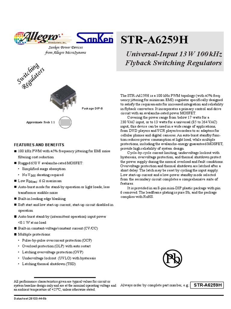 STR A6259H Datasheet - Eeworld.com - CN | PDF | Power Supply | Mosfet