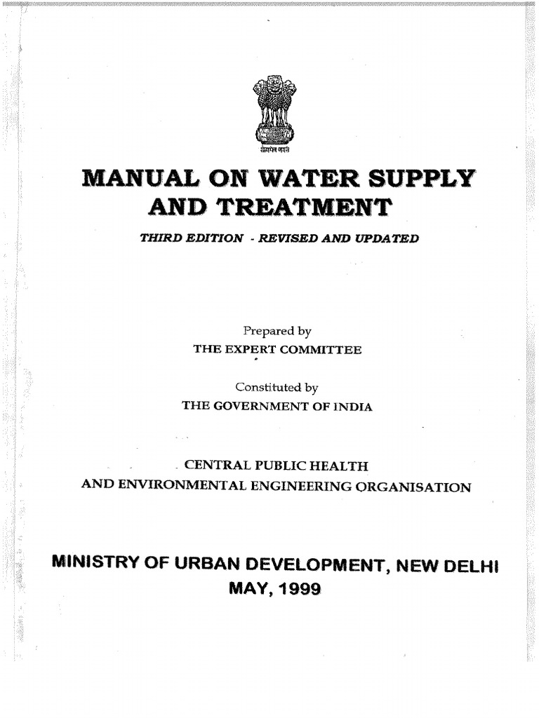 Manual On Water Supply System (CPHEEO) PDF Filtration Drinking Water