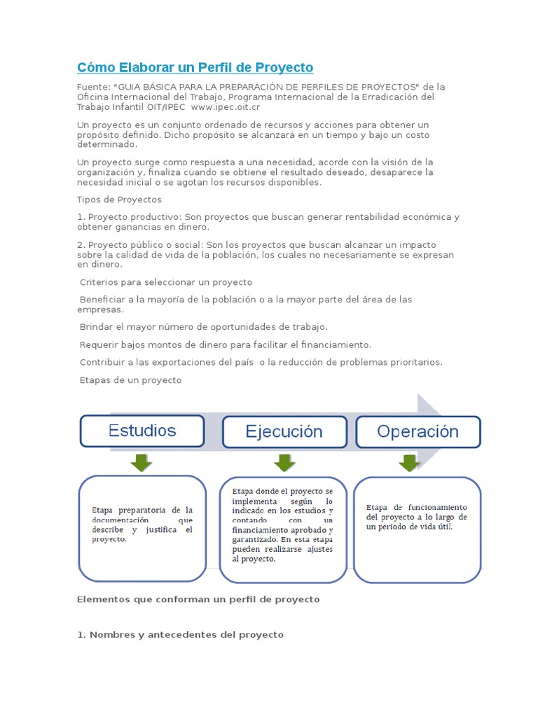 Cómo Elaborar un Perfil de Proyecto | PDF | Oferta (economía) | Interés