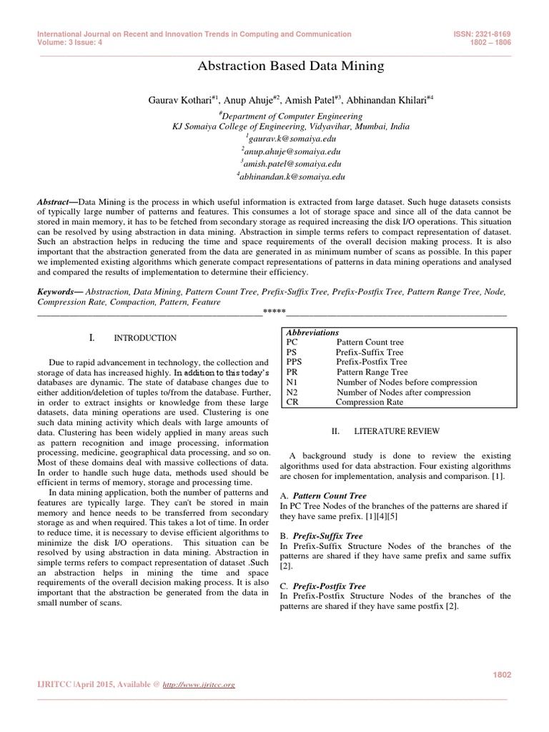 Abstraction Based Data Mining | PDF | Computer Data Storage | Data Mining