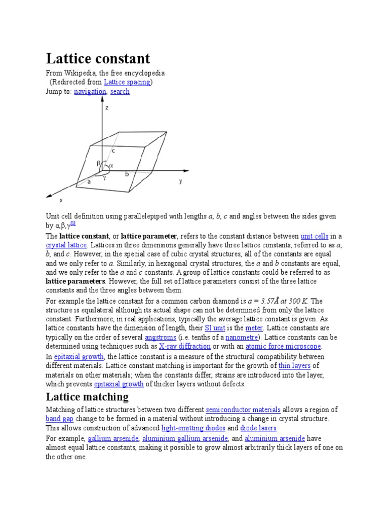 Lattice Constant | PDF | Lattice Constant | Semiconductors